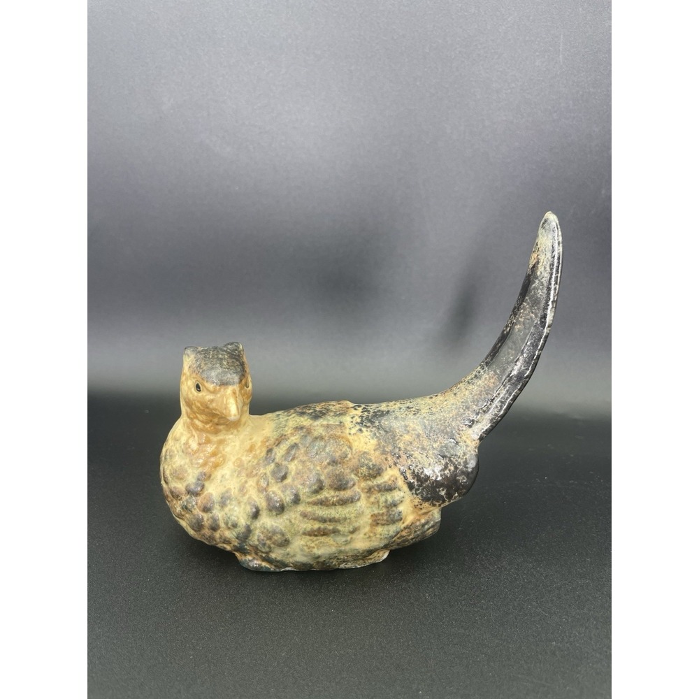 Vintage Japanese Ceramic Pheasant Figurine MCM Rustic Bird Holiday Decor EUC